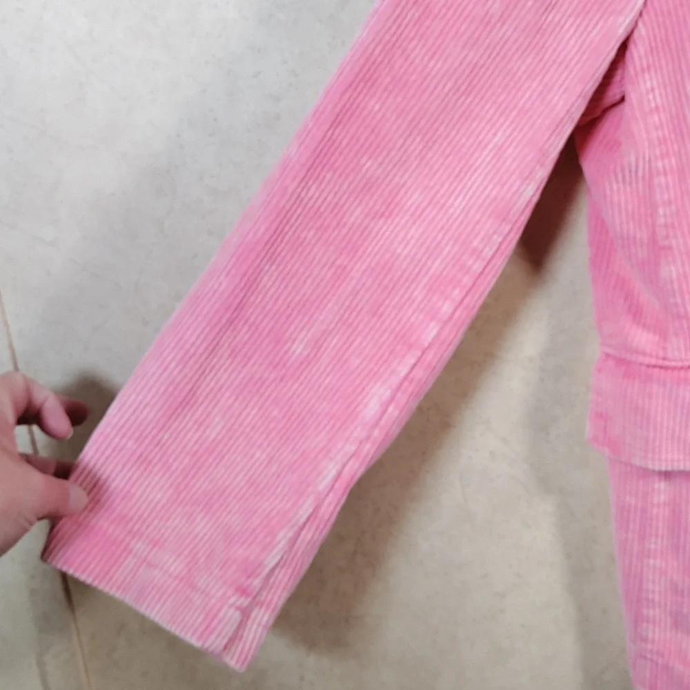 H195 POL pink distressed cotton corduroy blazer style jacket M